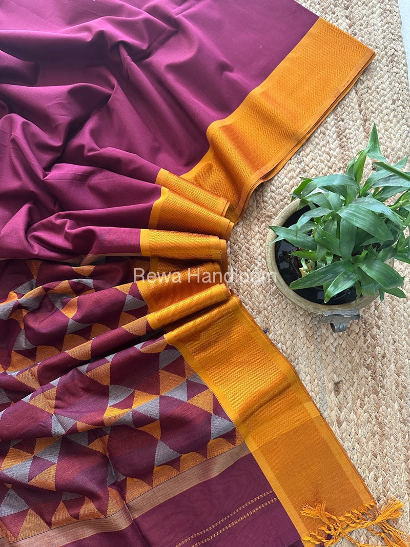Maheshwari Wine Heavy Pallu Saree DPS027
