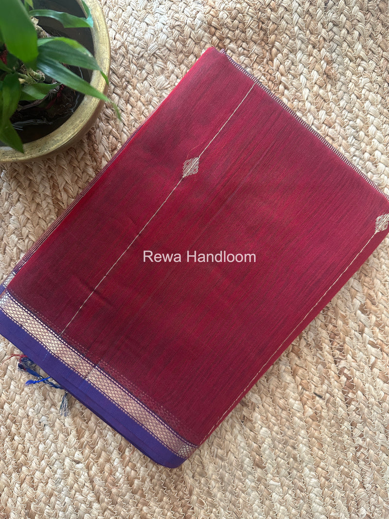 maroon  Lining Butti Shaded Maheshwari Saree SBS085