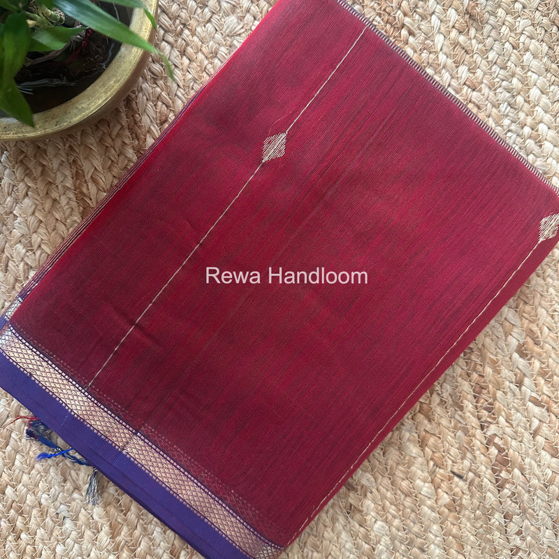 maroon  Lining Butti Shaded Maheshwari Saree SBS085