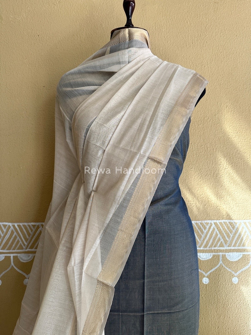 Maheshwari Black-White Tissue Buta Dress Material TPT066