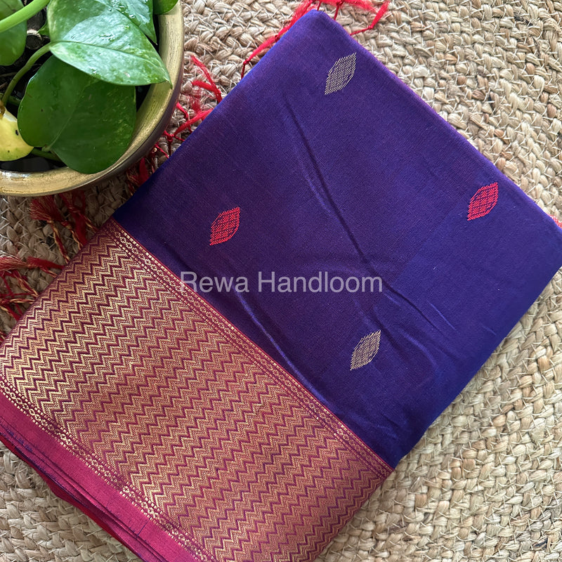  Sikka Butta Pallu Zari Border Saree ~ Maheshwari Saree