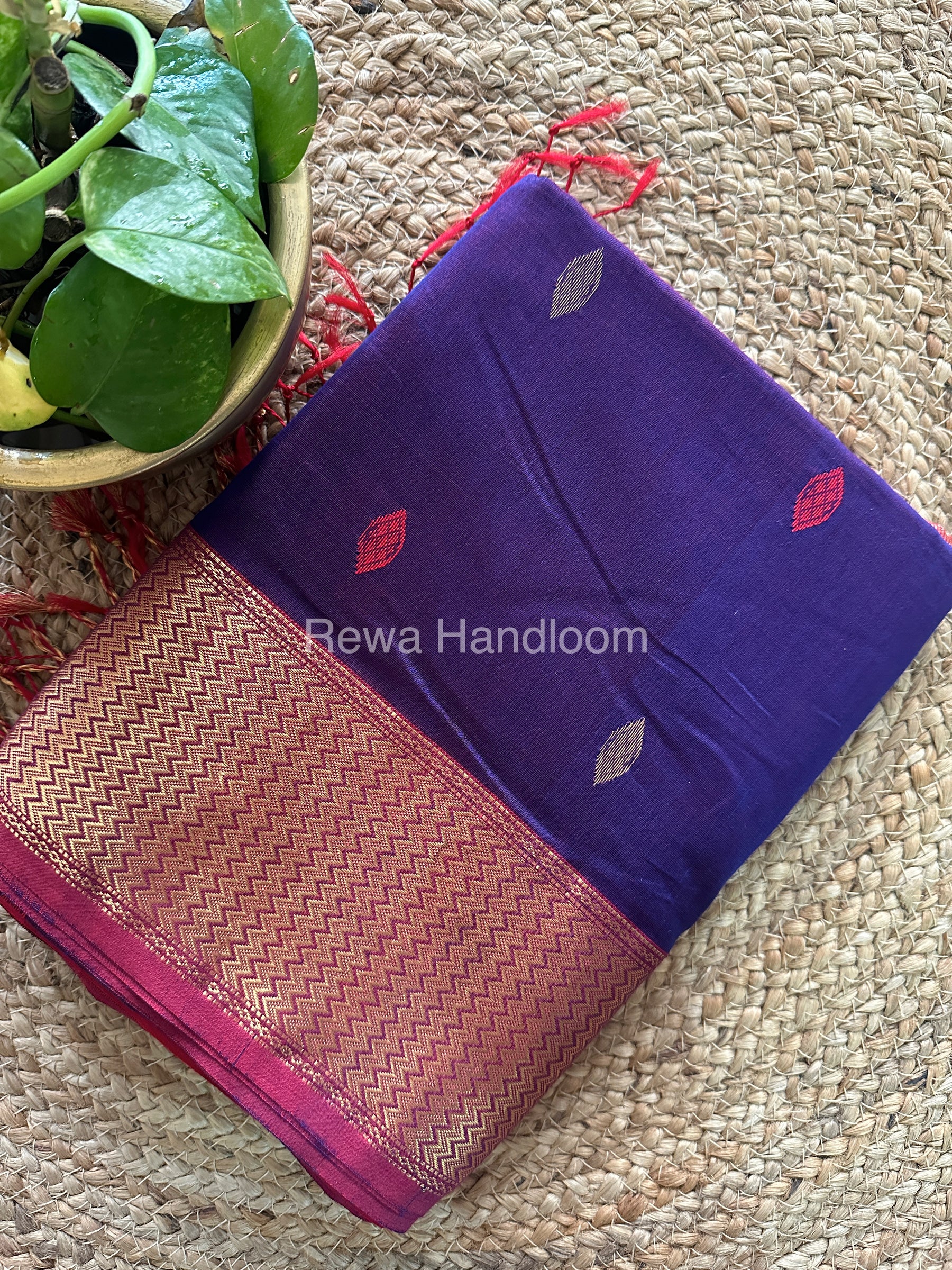  Sikka Butta Pallu Zari Border Saree ~ Maheshwari Saree