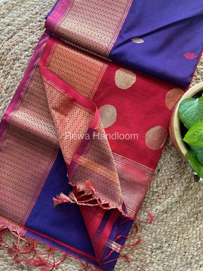 Violet Sikka Butta Pallu Zari Border Saree ~ Maheshwari Saree-SBS-07