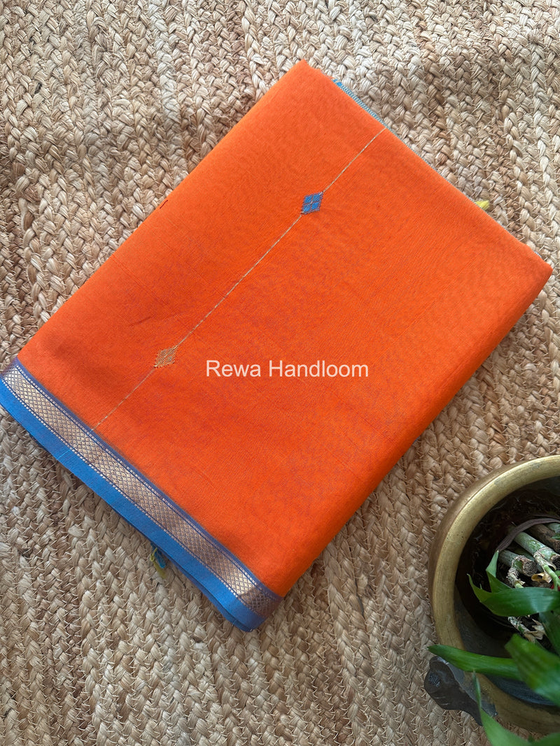 Orange Lining Butti Shaded Maheshwari Saree SBS084