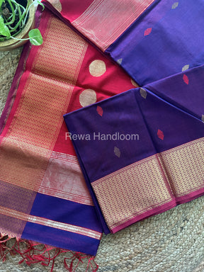 Violet Sikka Butta Pallu Zari Border Saree ~ Maheshwari Saree-SBS-07