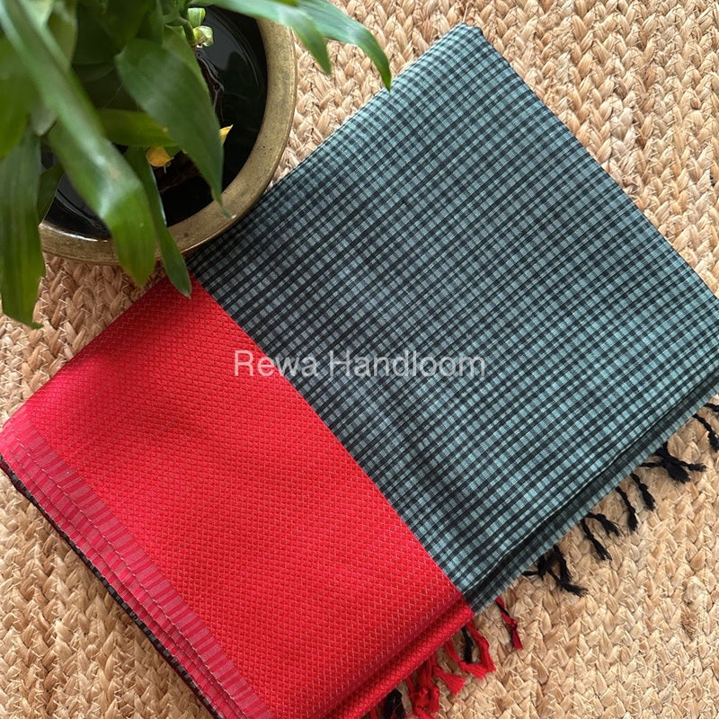 Maheshwari Grey Resham Thread Border Saree RES019