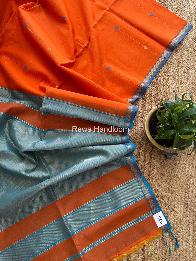 Orange Lining Butti Shaded Maheshwari Saree SBS084