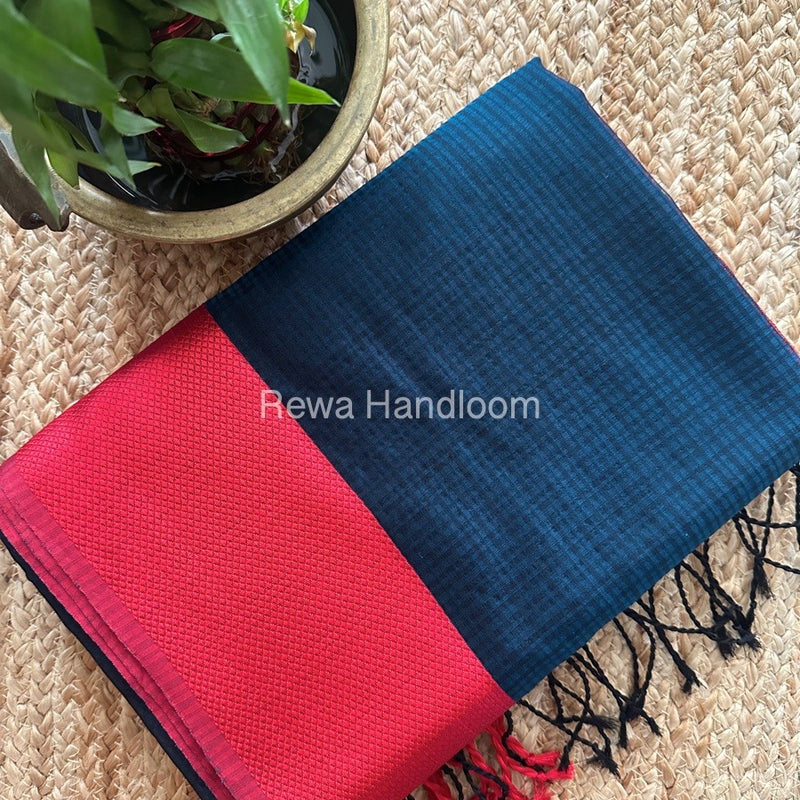 Maheshwari Blue Resham Thread Border Saree RES018