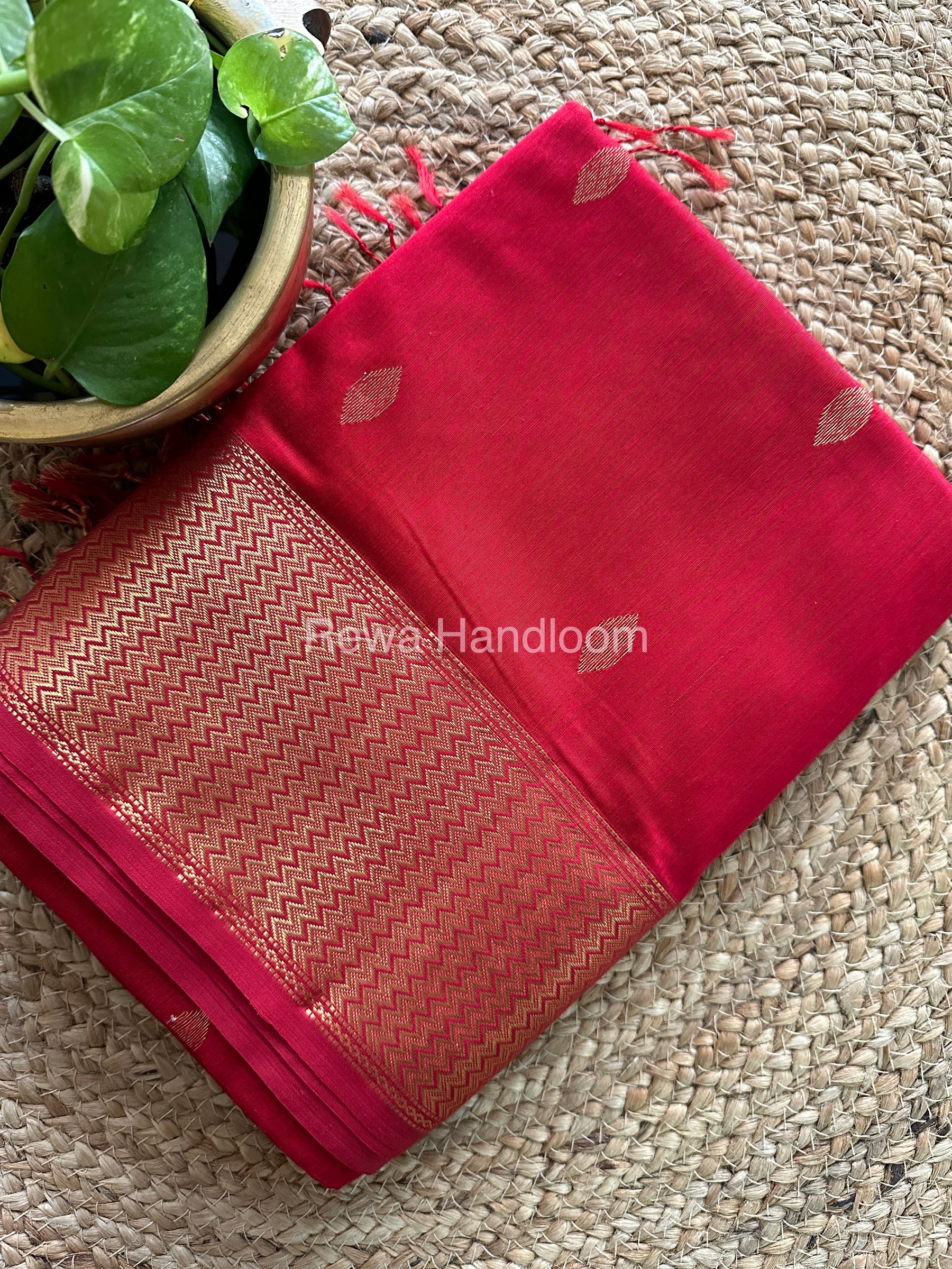  Sikka Butta Pallu Zari Border Saree ~ Maheshwari Saree