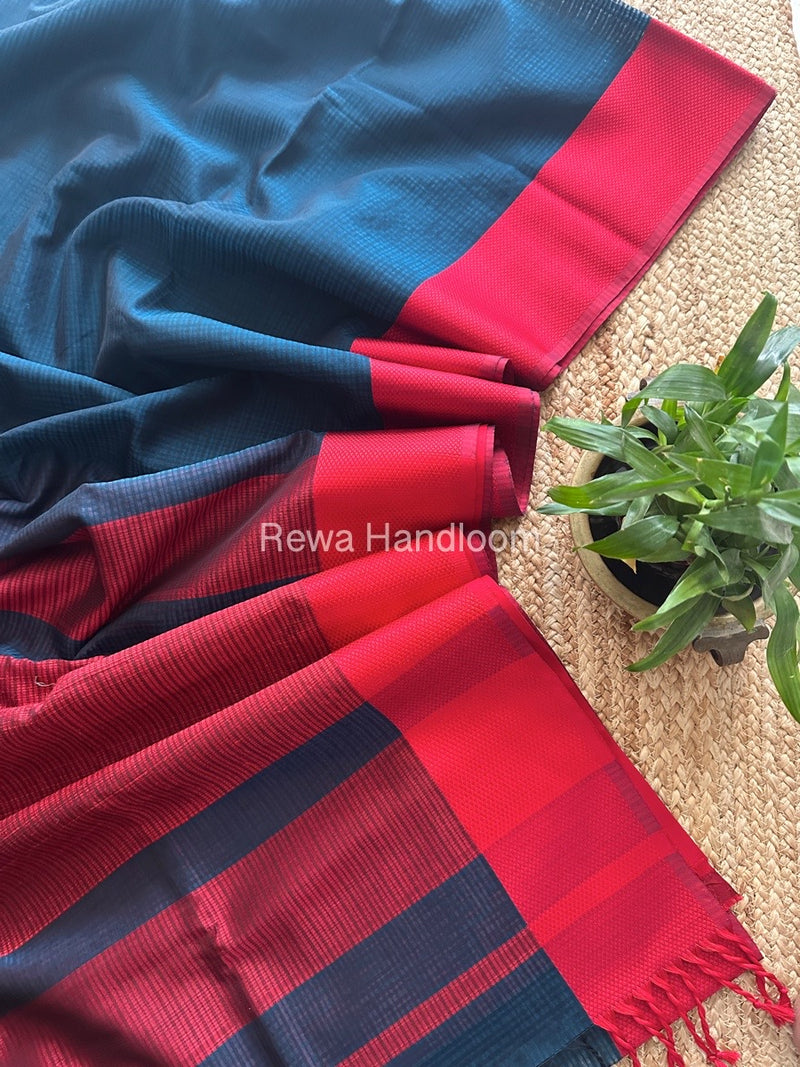 Maheshwari Blue Resham Thread Border Saree RES018