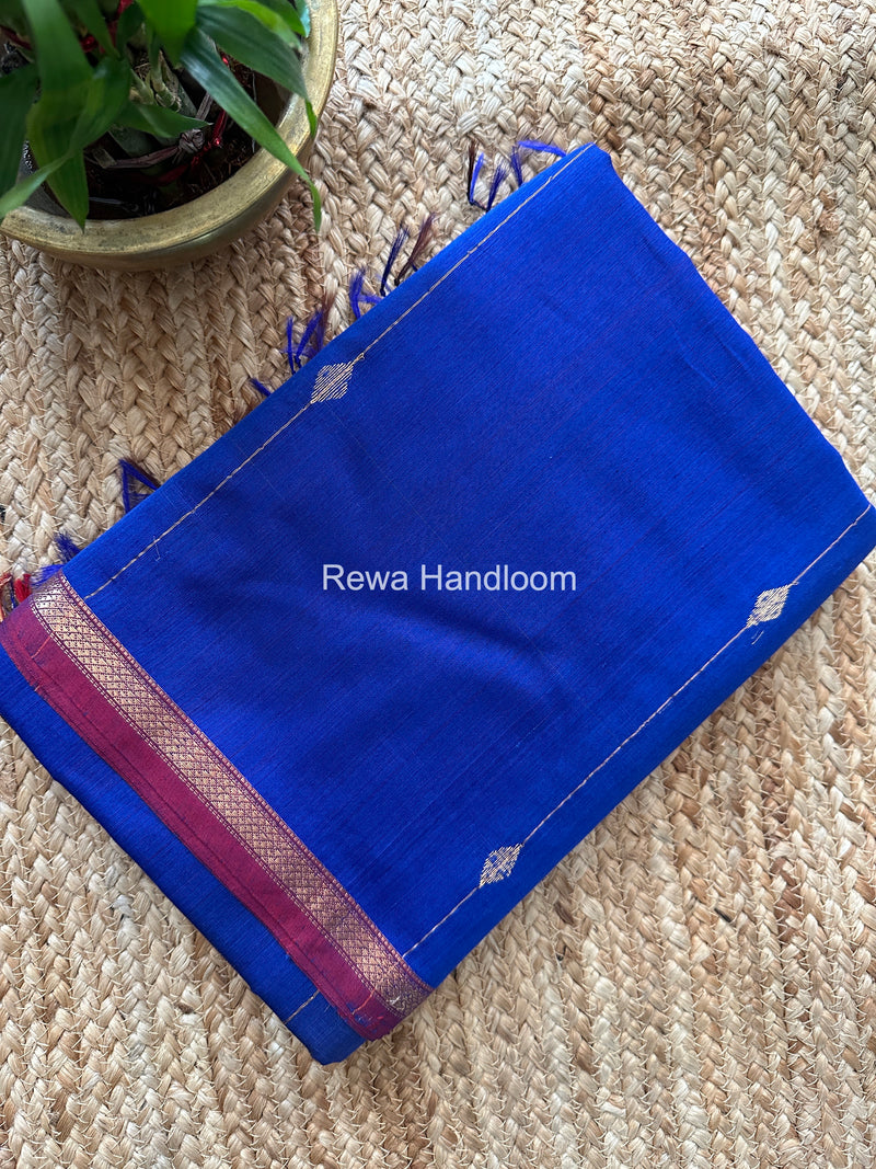 Blue Lining Butti Shaded Maheshwari Saree SBS095