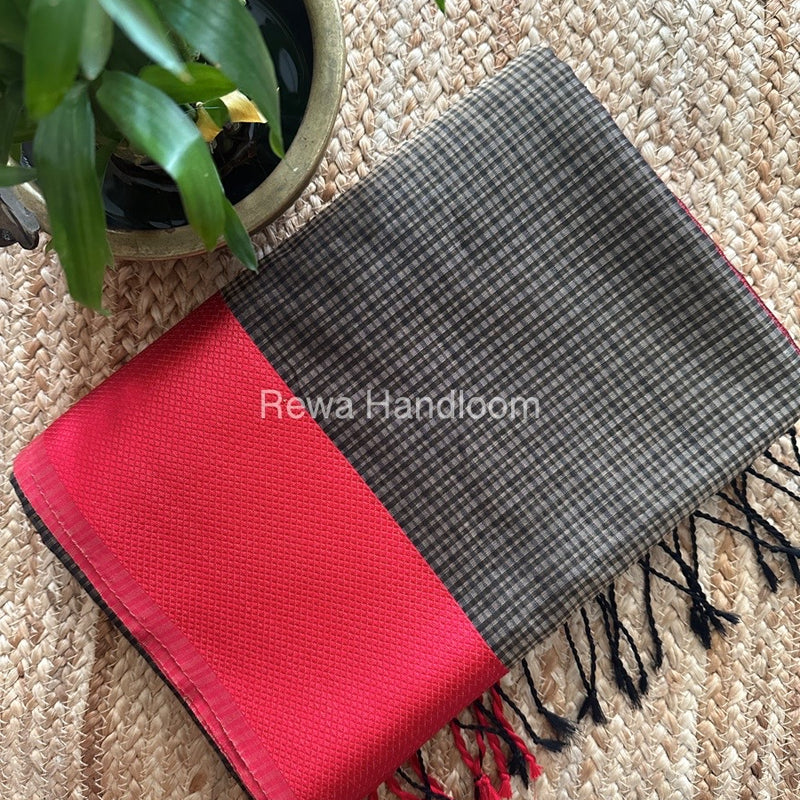 Maheshwari Light Brown Resham Thread Border Saree RES021