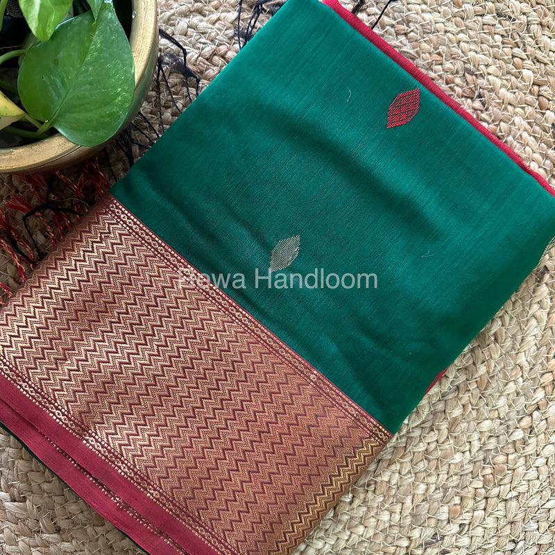  Sikka Butta Pallu Zari Border Saree ~ Maheshwari Saree