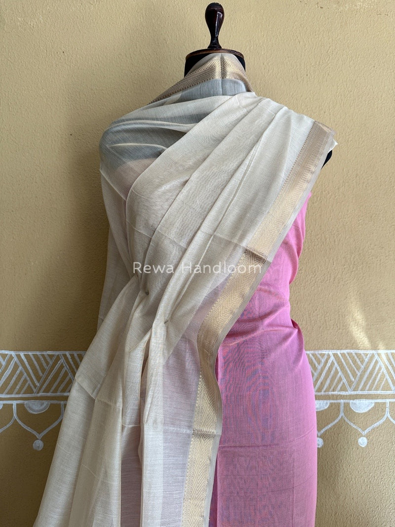 Maheshwari Light Lavender-Off White Tissue Buta Dress Material TPT056
