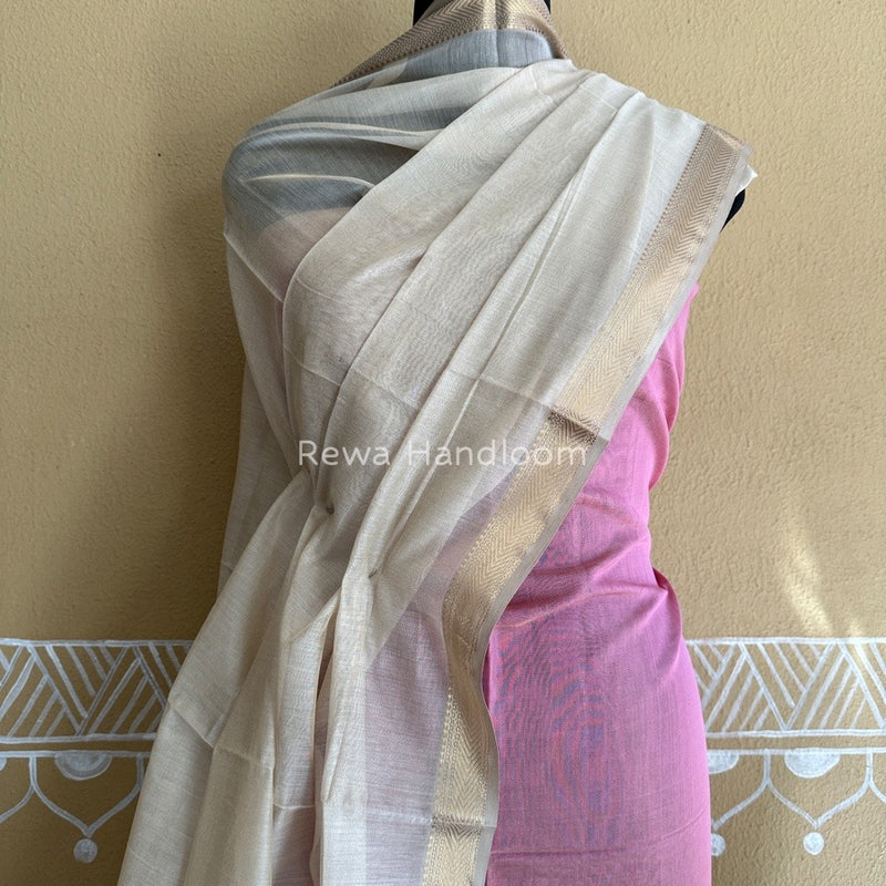 Maheshwari Light Lavender-Off White Tissue Buta Dress Material TPT056