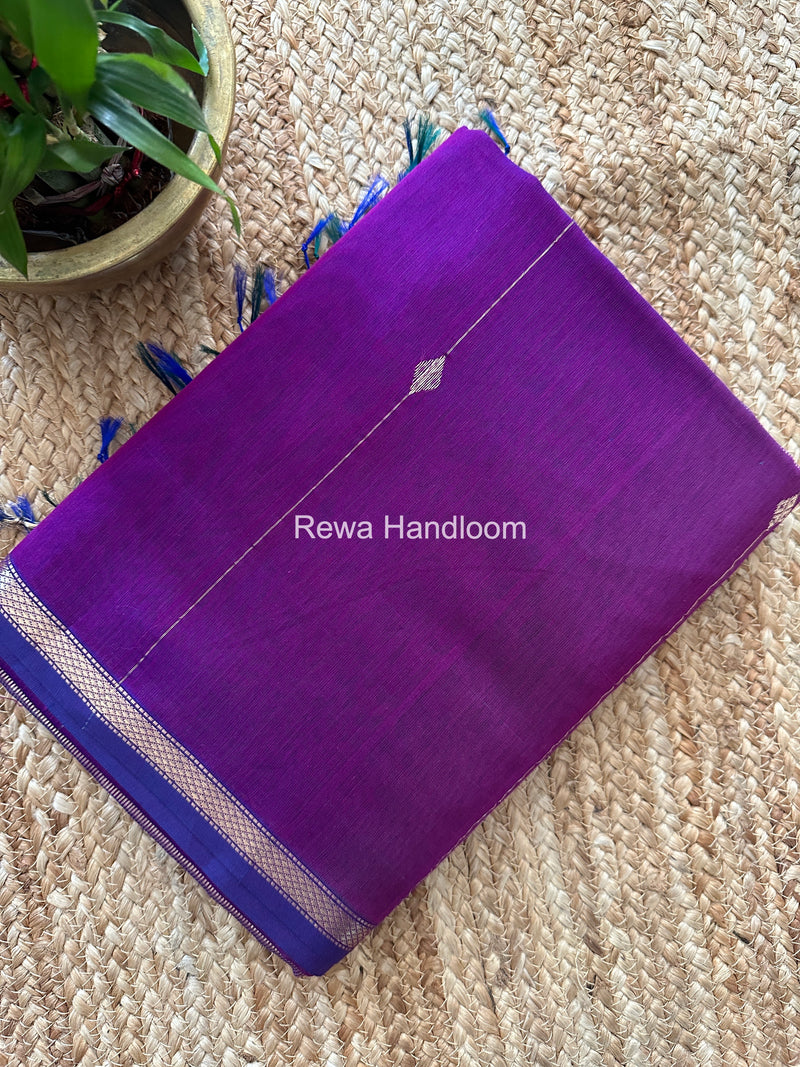 Deep Purple Lining Butti Shaded Maheshwari Saree SBS096