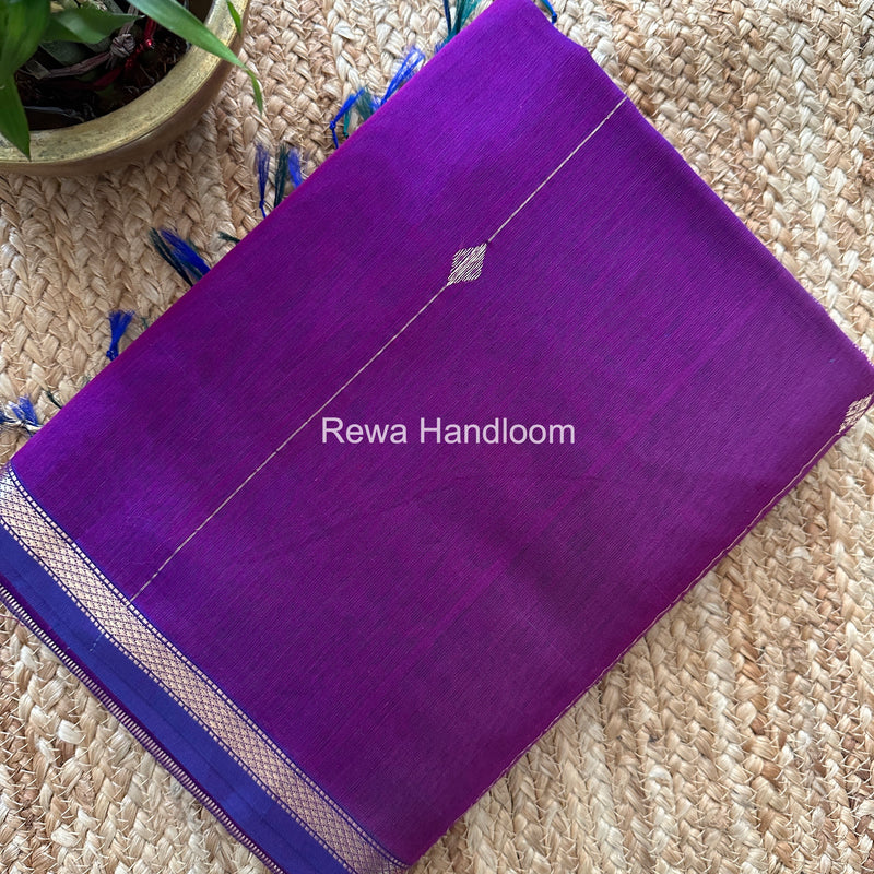 Deep Purple Lining Butti Shaded Maheshwari Saree SBS096
