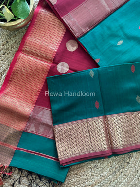 Rama Green Sikka Butta Pallu Zari Border Saree ~ Maheshwari Saree-SBS-012