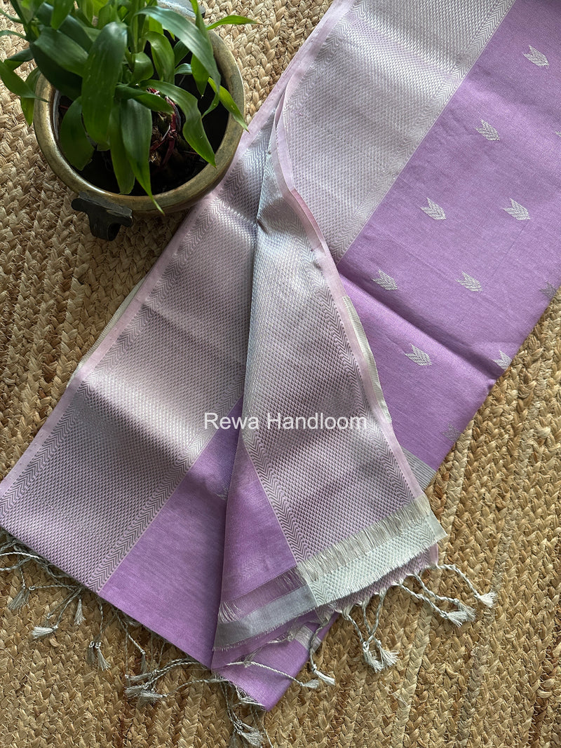 Maheshwari Lavender Silver Tissue Meena Butti Saree SB01