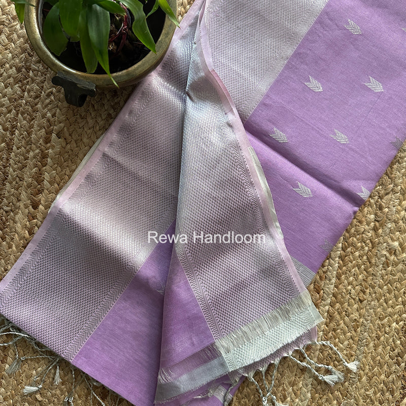 Maheshwari Lavender Silver Tissue Meena Butti Saree SB01
