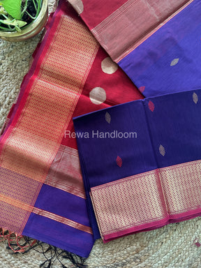 Violet Sikka Butta Pallu Zari Border Saree ~ Maheshwari Saree-SBS-013