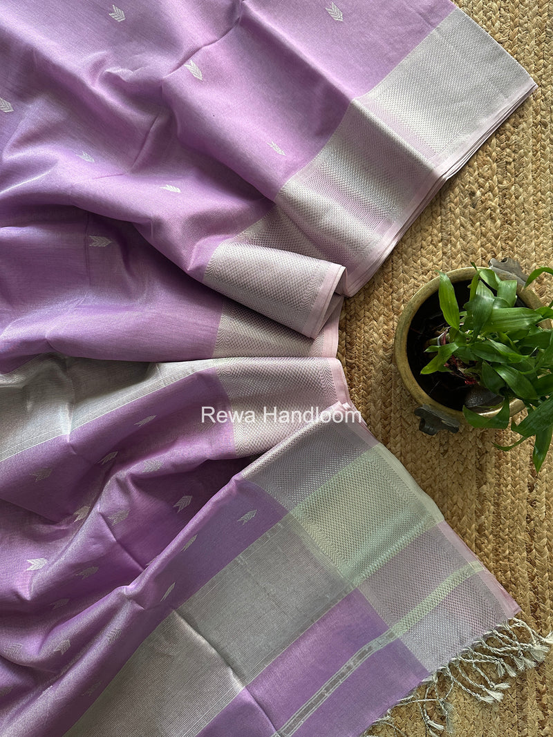 Maheshwari Lavender Silver Tissue Meena Butti Saree SB01