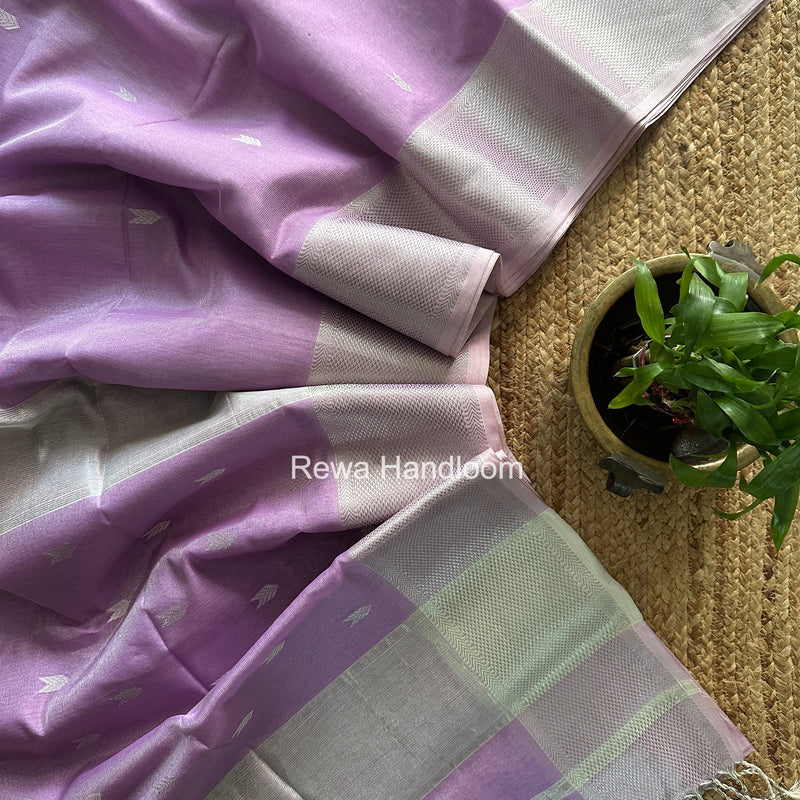 Maheshwari Lavender Silver Tissue Meena Butti Saree SB01
