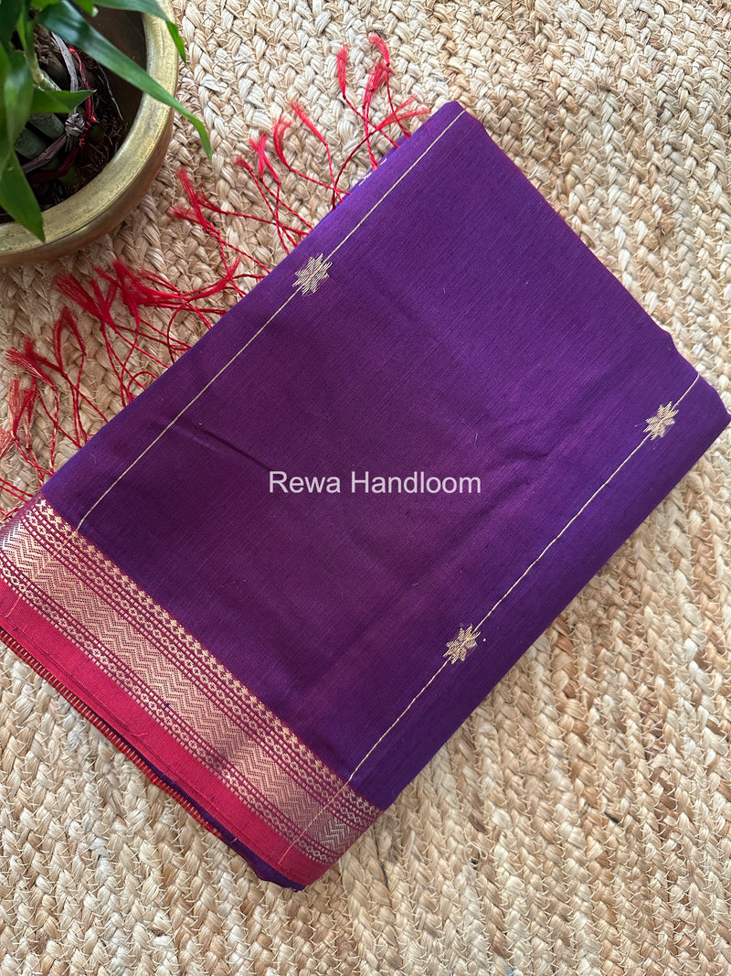 Purple Lining Butti Shaded Maheshwari Saree SBS098