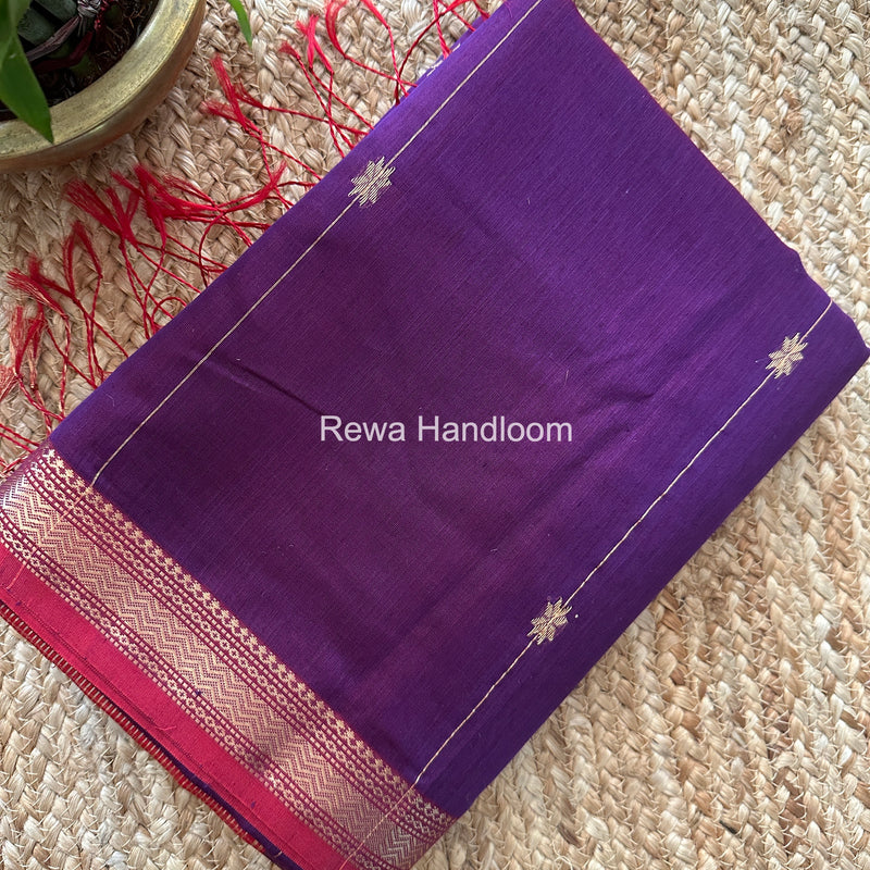 Purple Lining Butti Shaded Maheshwari Saree SBS098