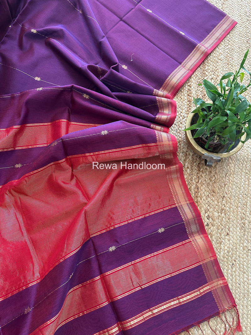 Purple Lining Butti Shaded Maheshwari Saree SBS098
