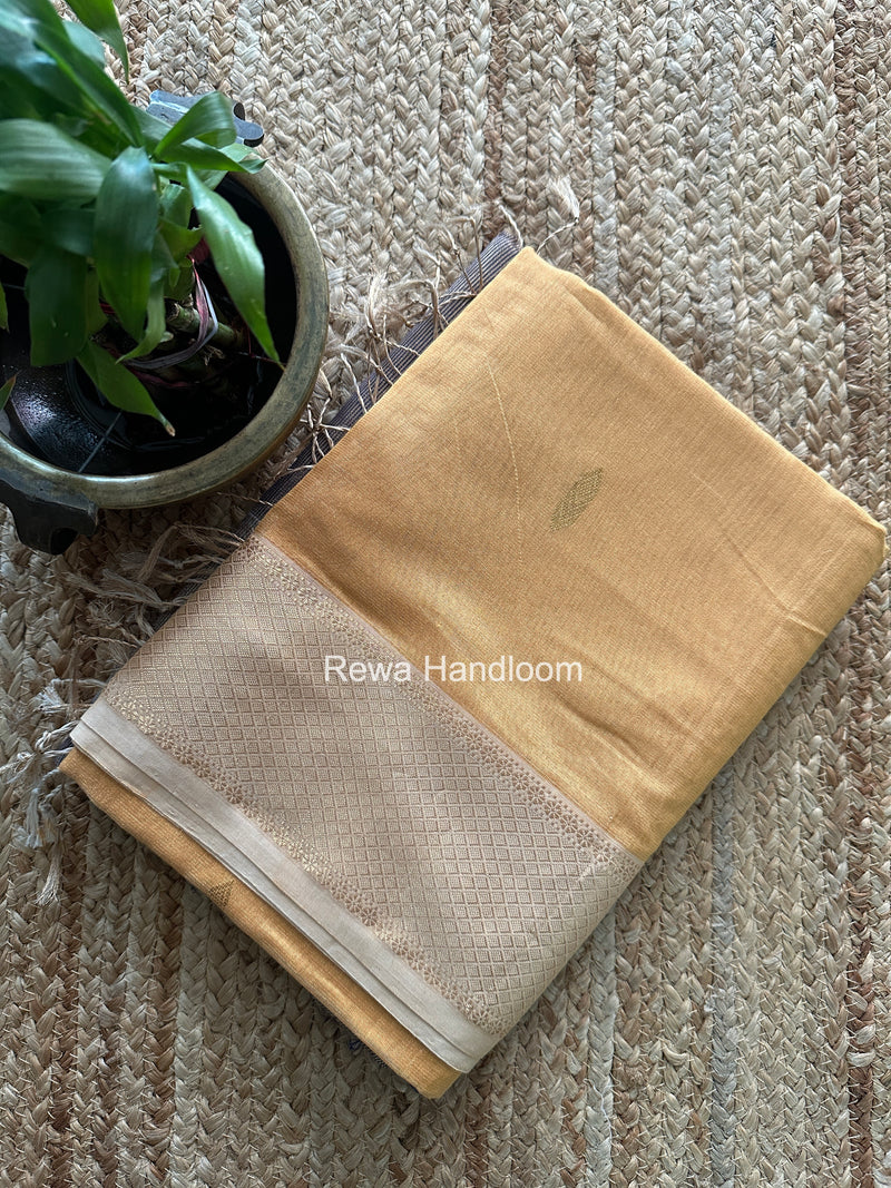 Maheshwari Yellow Tissue Silk Saree TFB044