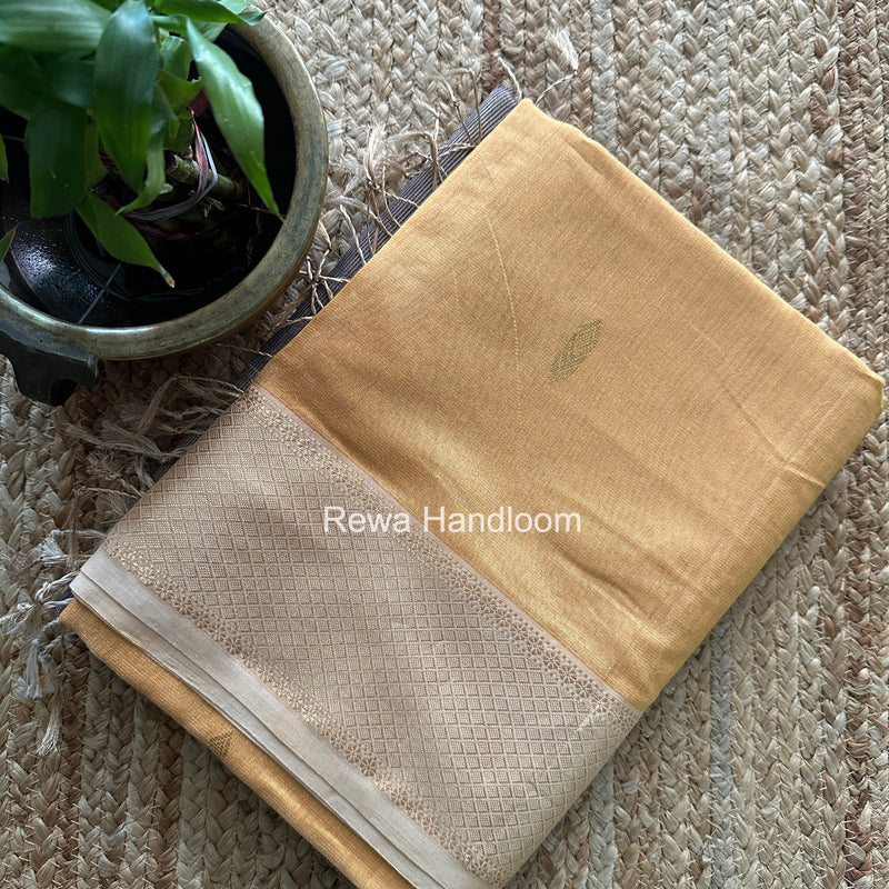 Maheshwari Yellow Tissue Silk Saree TFB044