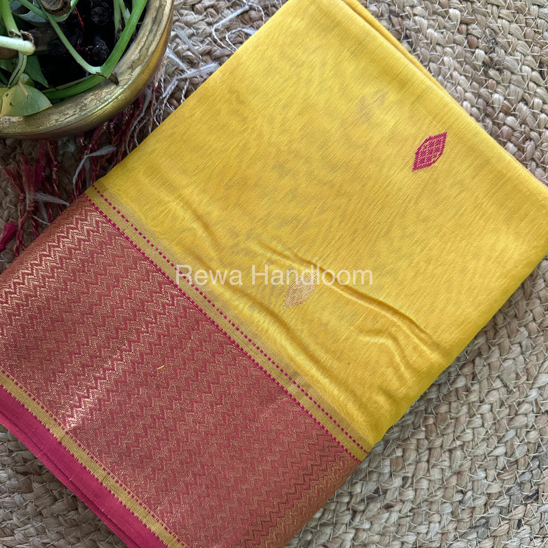  Sikka Butta Pallu Zari Border Saree ~ Maheshwari Saree