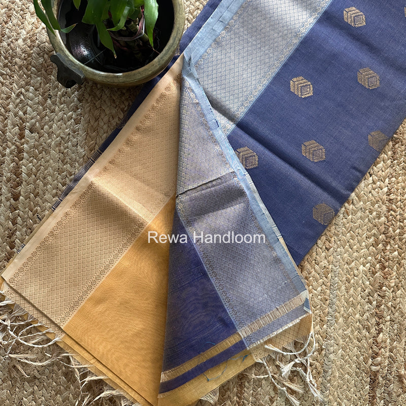 Maheshwari Yellow Tissue Silk Saree TFB044
