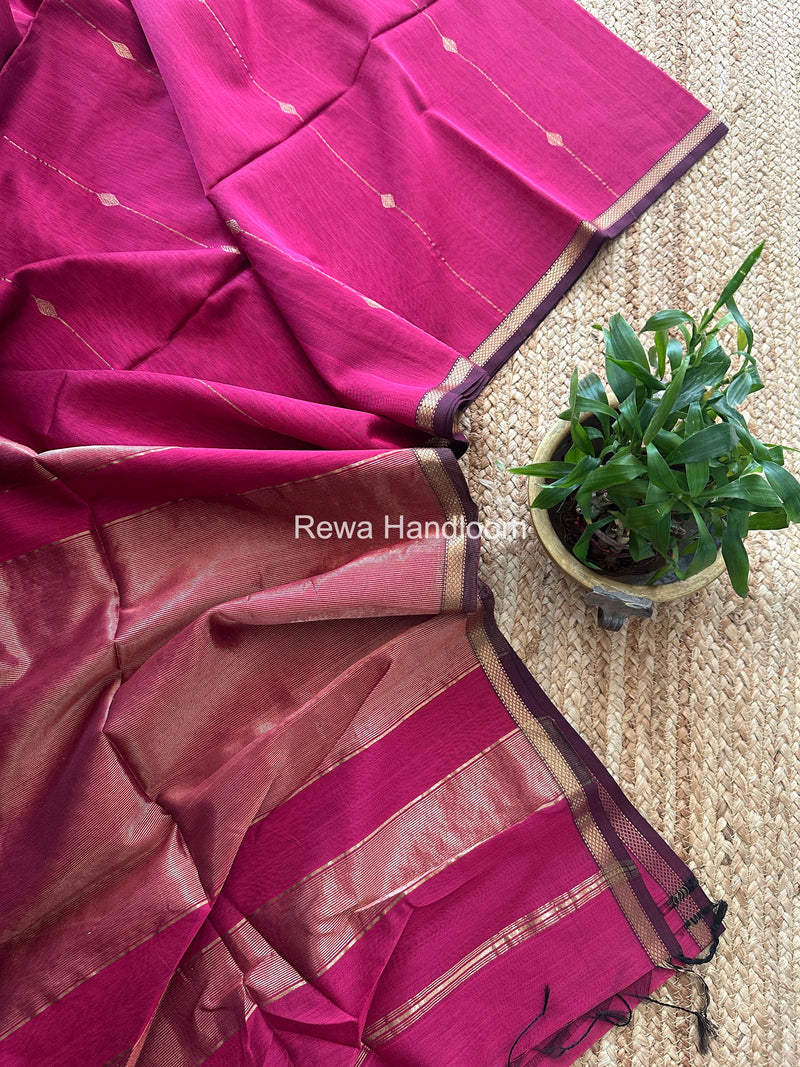 Pink Lining Butti Shaded Maheshwari Saree SBS083