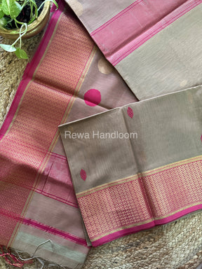 Tussar Sikka Butta Pallu Zari Border Saree ~ Maheshwari Saree-SBS-04