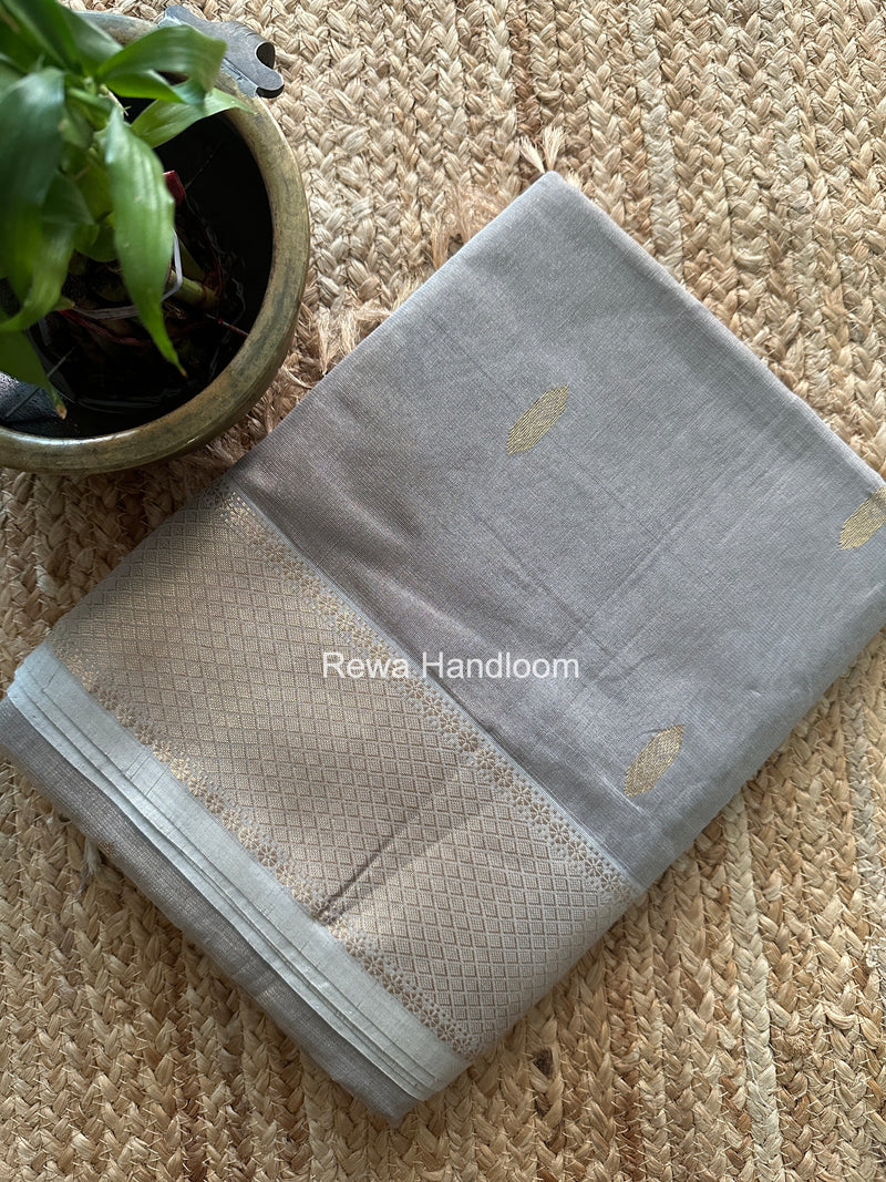 Maheshwari Gray Tissue Silk Saree TFB045