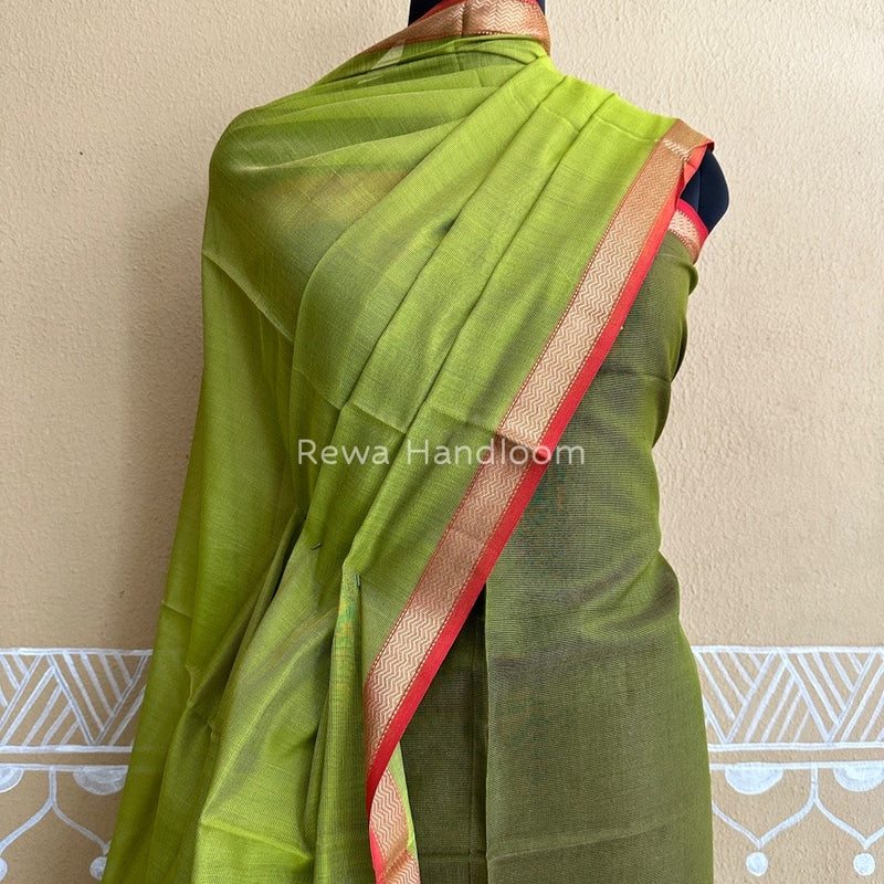 Maheshwari Green-Parrot Green Tissue Buta Dress Material TPT02