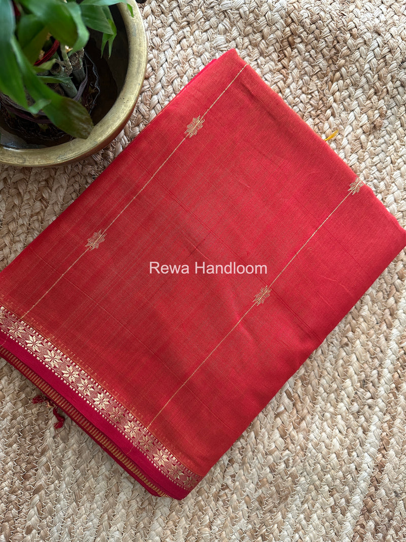 Red Lining Butti Shaded Maheshwari Saree SBS080