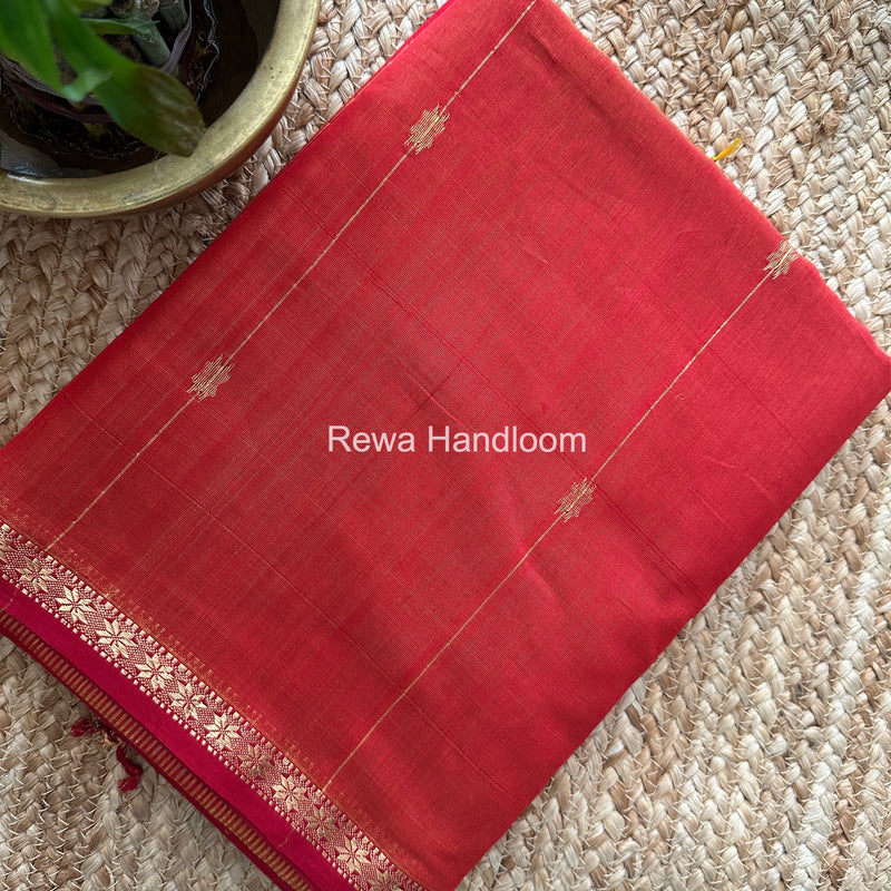 Red Lining Butti Shaded Maheshwari Saree SBS080