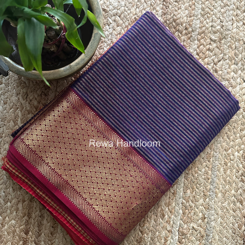 Exclusive Maheshwari Purple Tissue Silk Saree ZTS0184