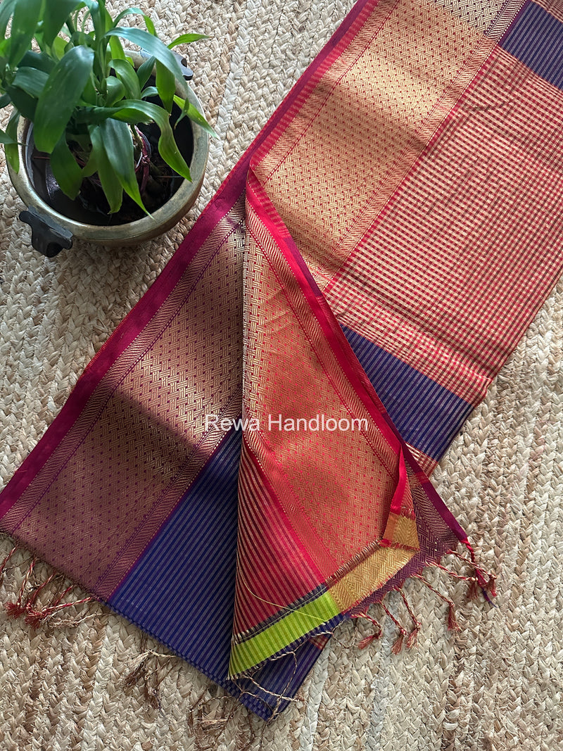 Exclusive Maheshwari Purple Tissue Silk Saree ZTS0184