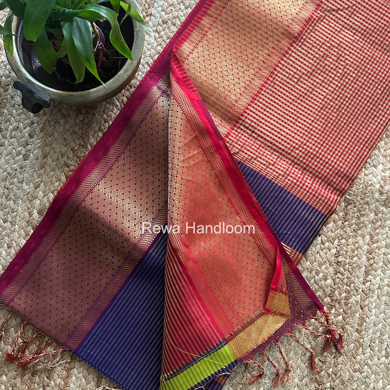 Exclusive Maheshwari Purple Tissue Silk Saree ZTS0184