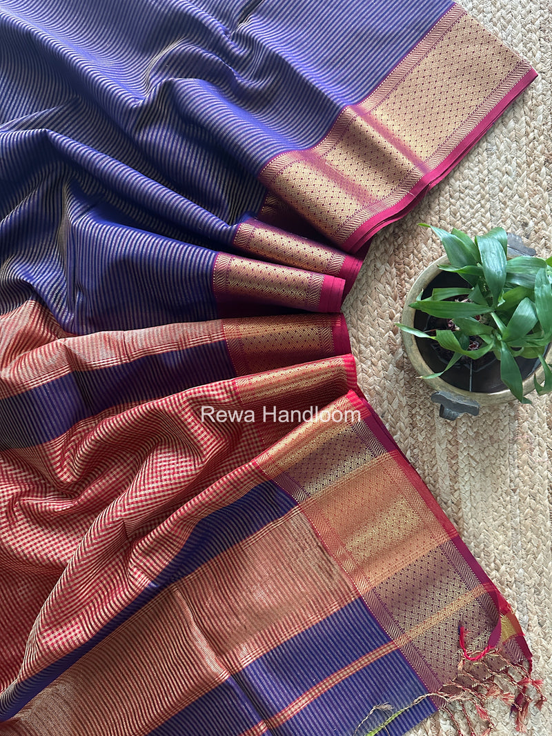 Exclusive Maheshwari Purple Tissue Silk Saree ZTS0184