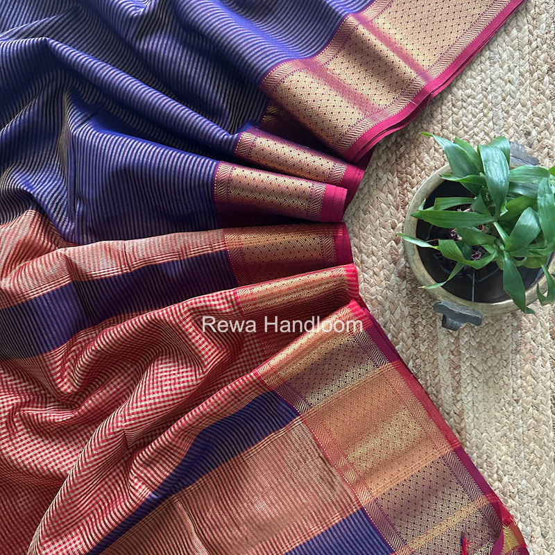 Exclusive Maheshwari Purple Tissue Silk Saree ZTS0184