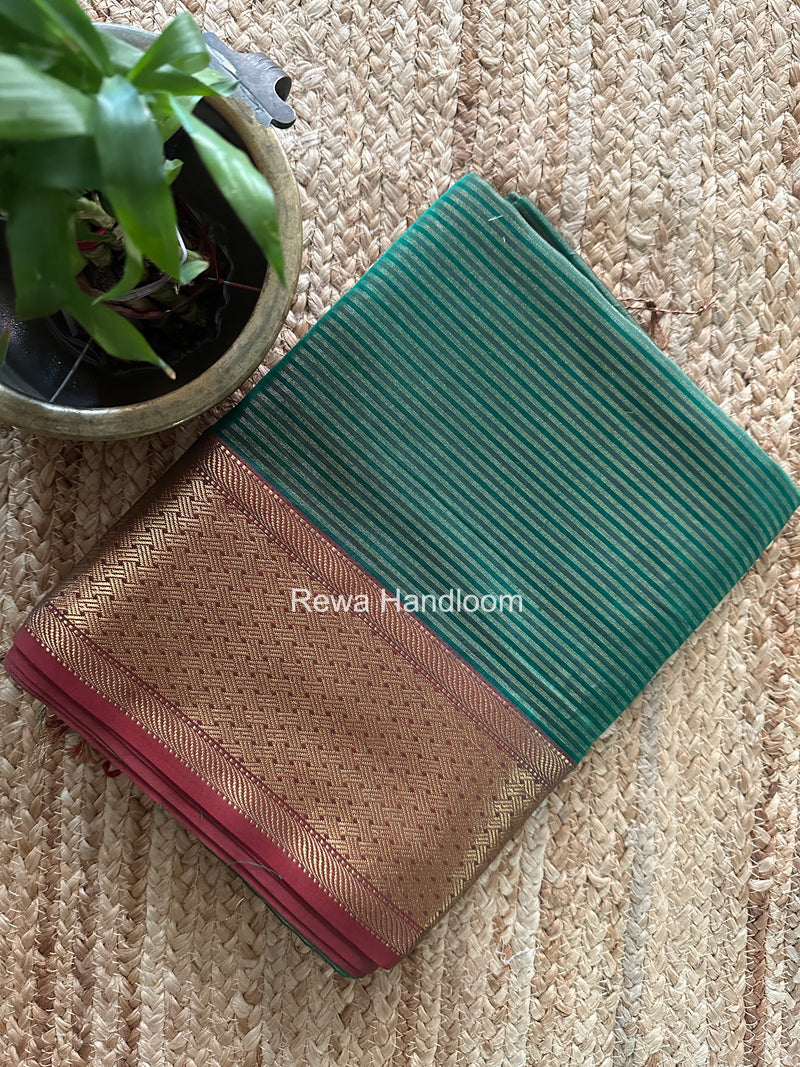 Exclusive Maheshwari Green Tissue Silk Saree ZTS0185