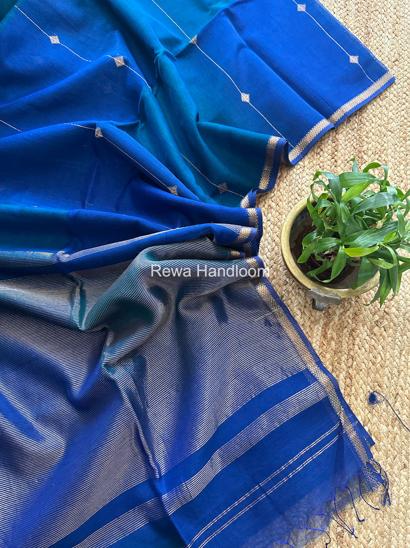 Blue Lining Butti Shaded Maheshwari Saree SBS078