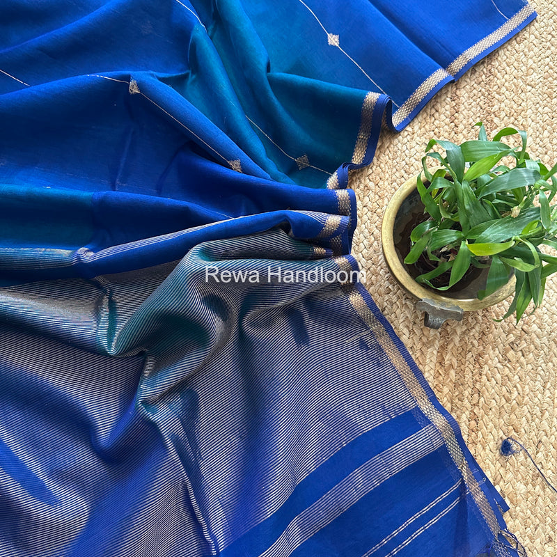 Blue Lining Butti Shaded Maheshwari Saree SBS078