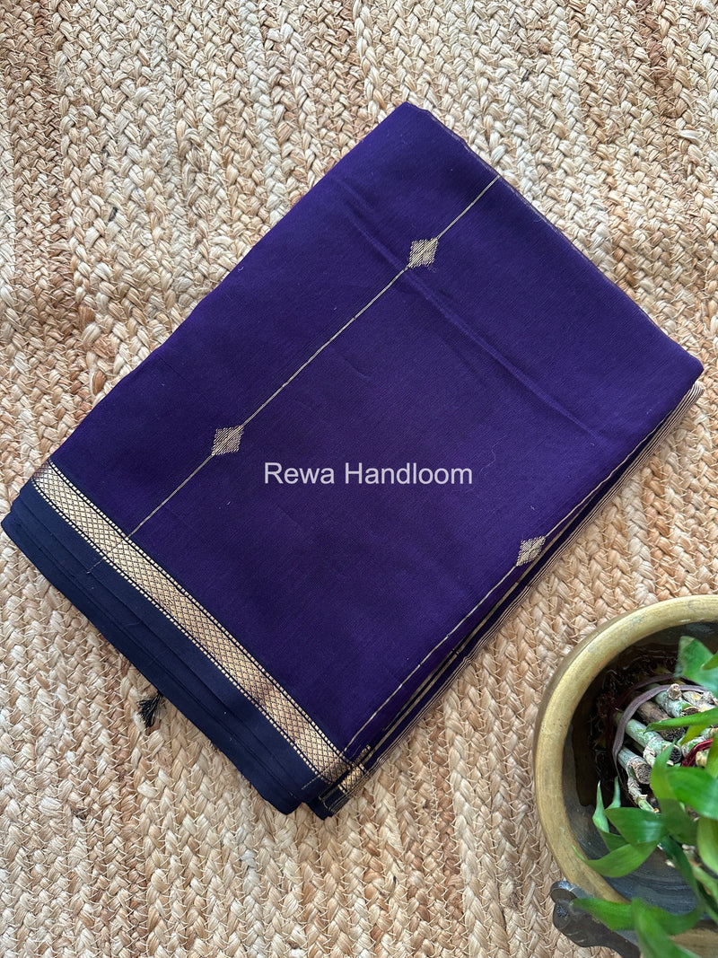 Dark Purple Lining Butti Shaded Maheshwari Saree SBS079