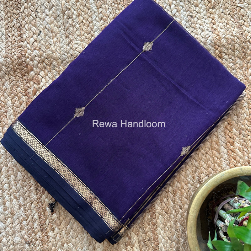Dark Purple Lining Butti Shaded Maheshwari Saree SBS079